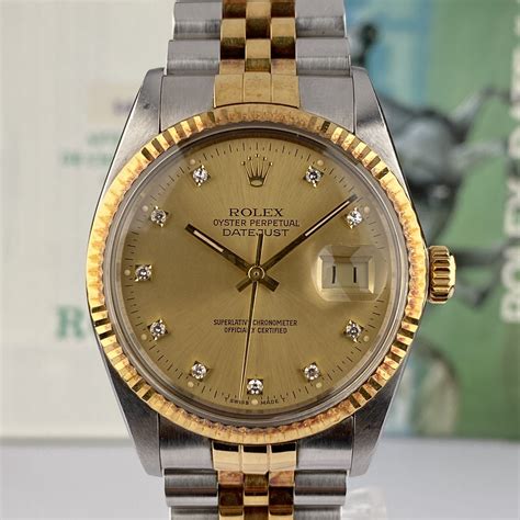 rolex tt datejust 16013 c.1987|rolex datejust 16013 diamond bezel.